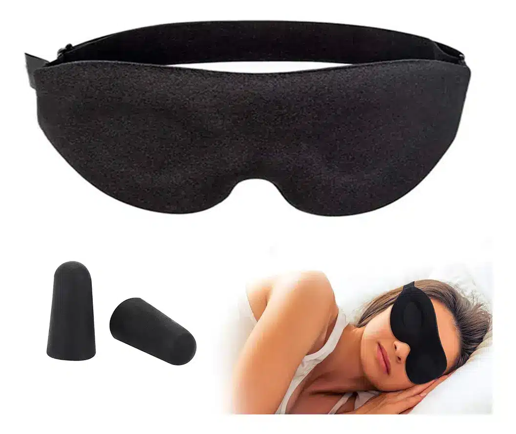 Antifaz para dormir con tapones de oído memory foam