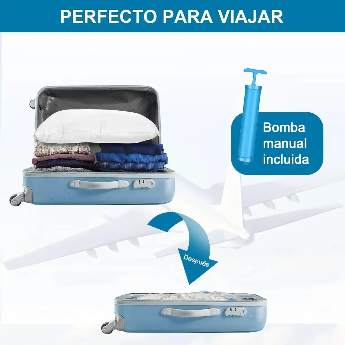 Set bolsas al vacío para ropa con bomba de aspiración